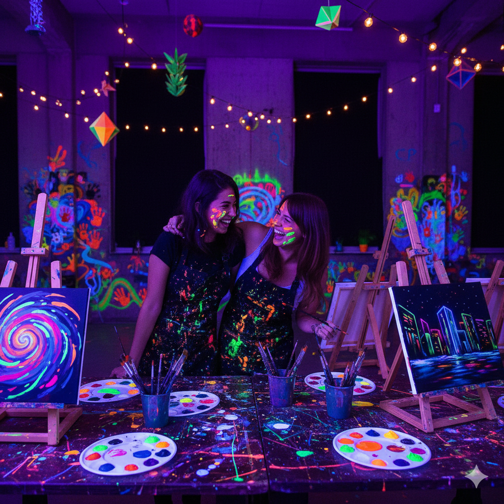 Taller de Pintura Fluorescente en Ñuñoa: Panorama para Amigos, Amigas y Parejas (22-10-2025)