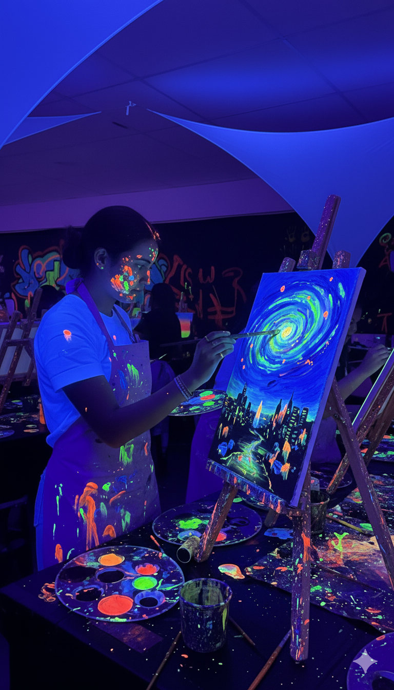 Taller de Pintura Fluorescente en Ñuñoa: Experiencia Individual de Arte Neón - 1 Persona - 06-06-2026