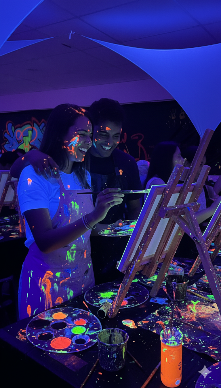 Taller de Pintura Fluorescente en Ñuñoa: Panorama para Amigos, Amigas y Parejas (22-10-2025)